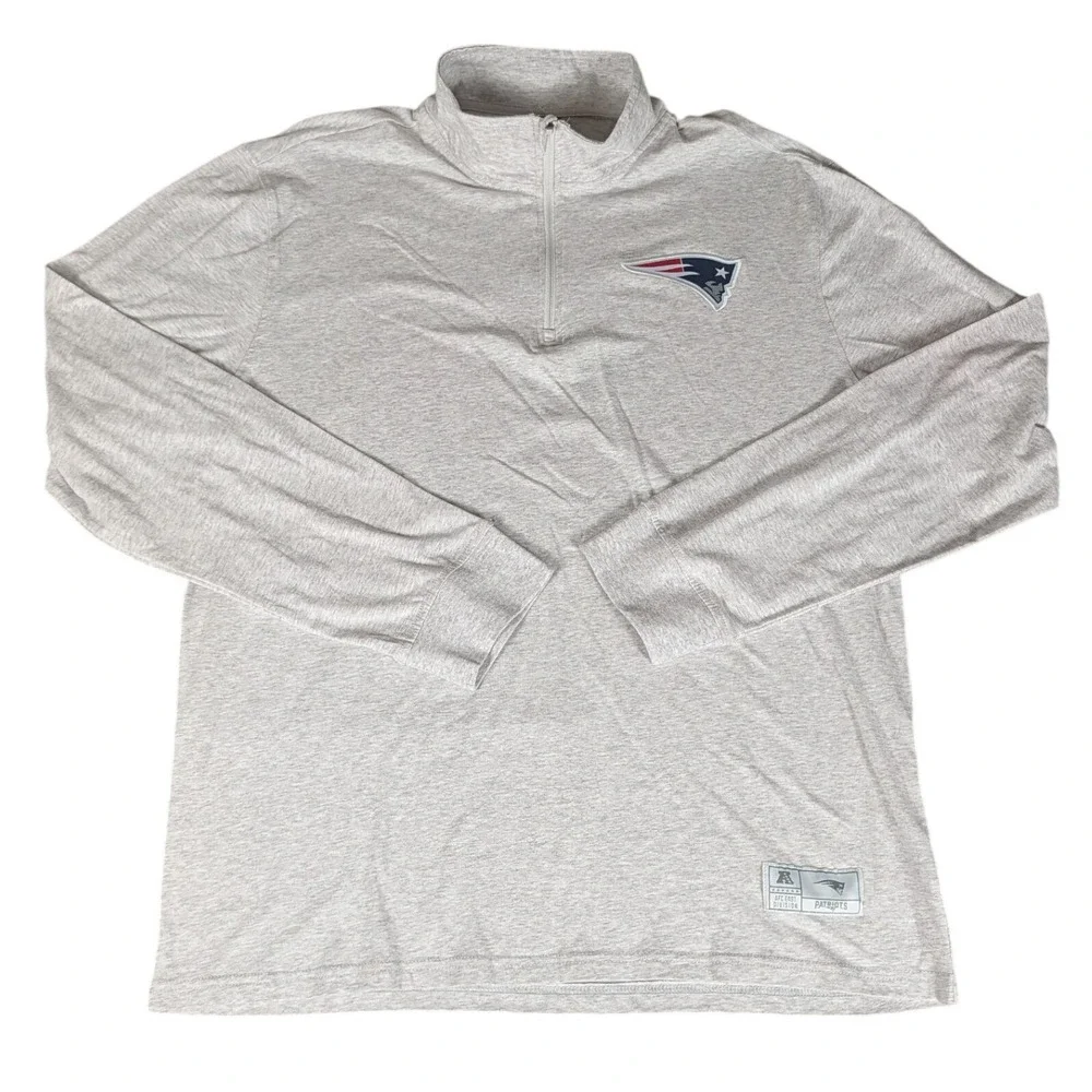 NFL Ultra Game New England Patriots Quarter Zip Pullover Heather Gray Mens‎ S